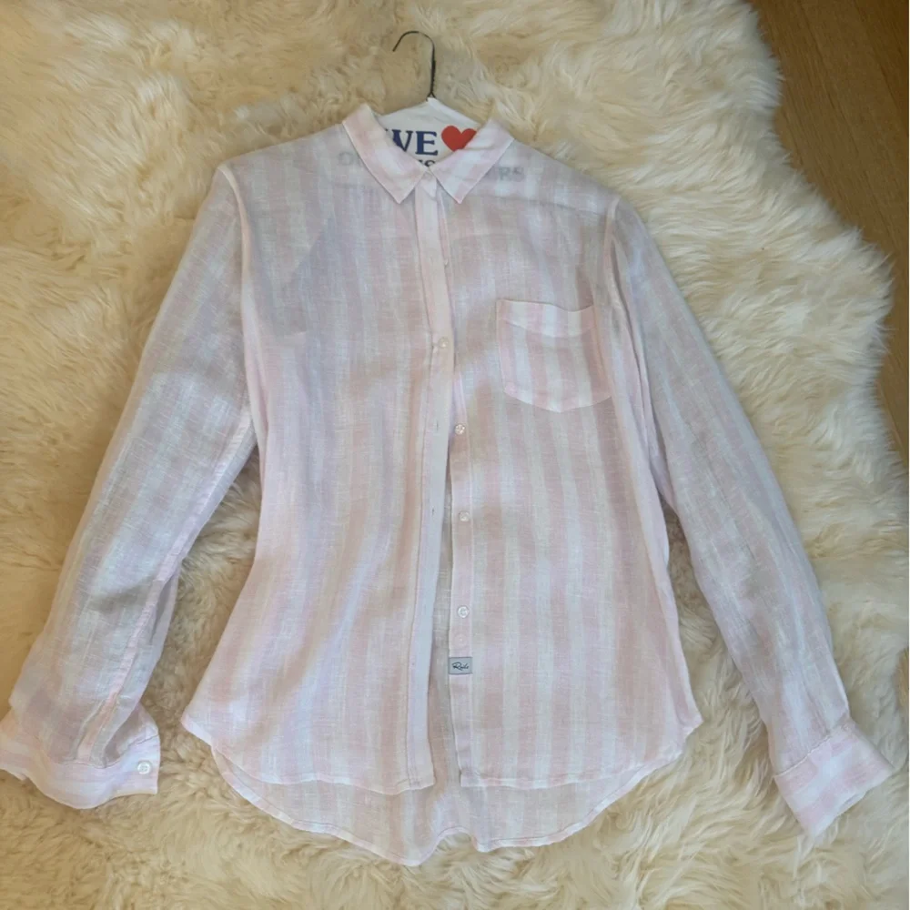 RAILS Striped Button-Down Shirt in Light Pink and White - Picture 2 of 5